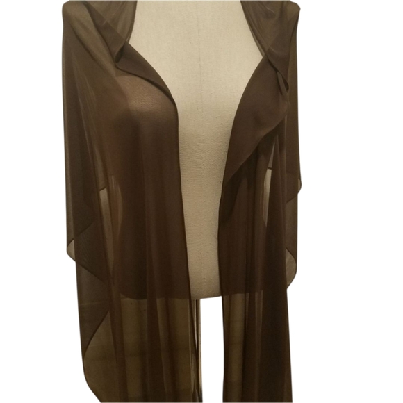 Alex Evening Brown Party Maxi Dress With Shawl Size 6P - Picture 6 of 11